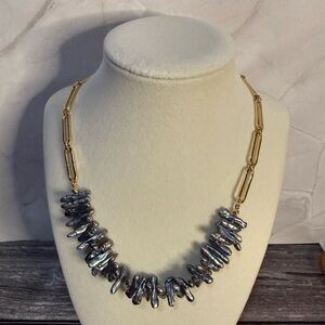 NWOT Free People Stick Pearls and Gold Chain Necklace